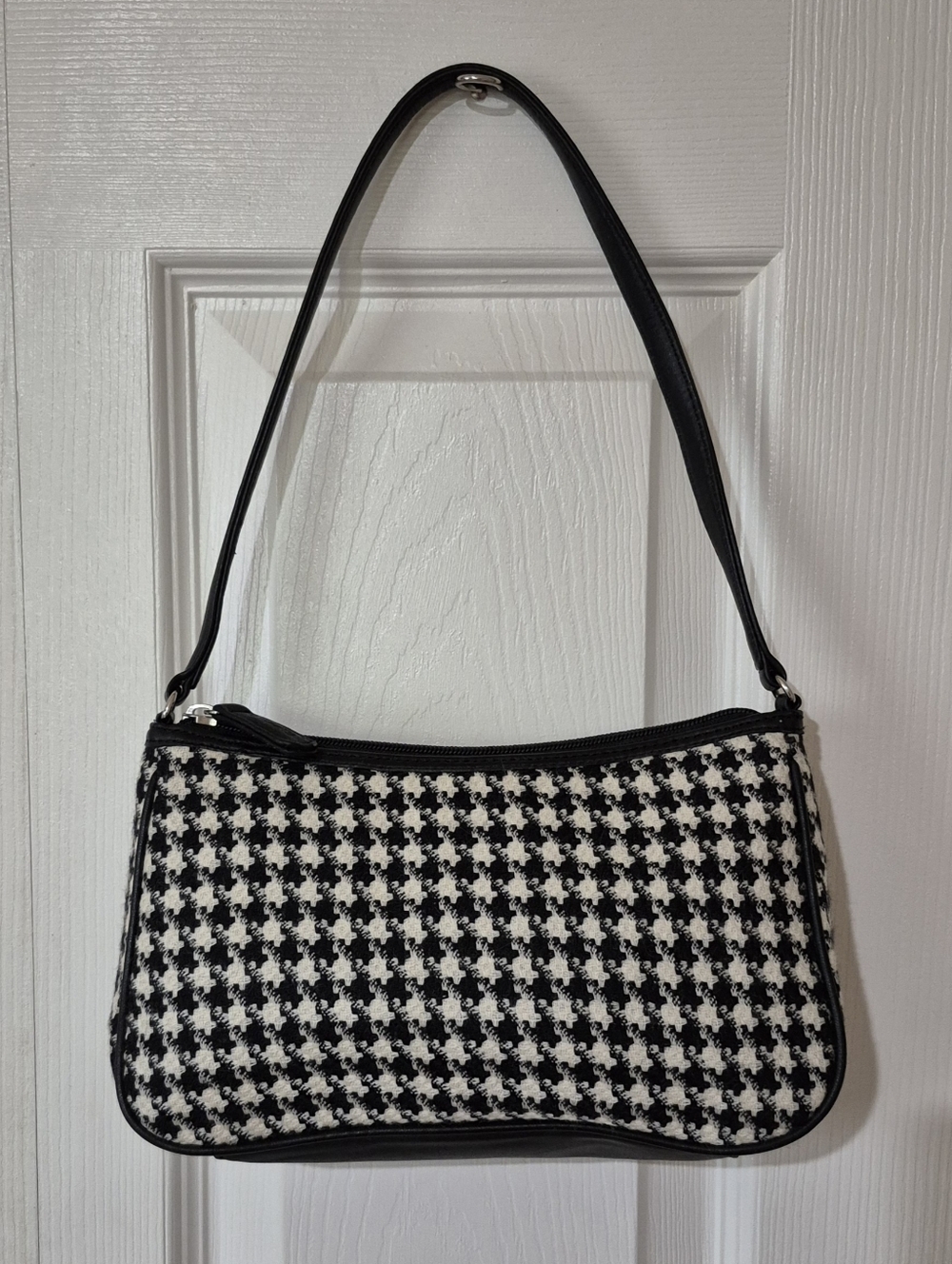 Talbots black and white checkered hounstooth handbag